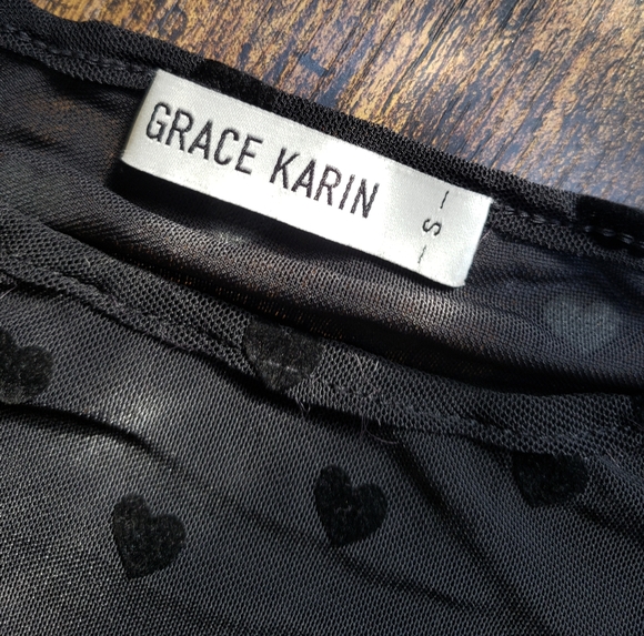 Grace Karin, Free people, sheer, velvet heart, valentine's,  crew neck - Picture 7 of 11